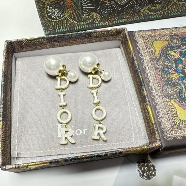 Pearl Enamel Letter Earrings