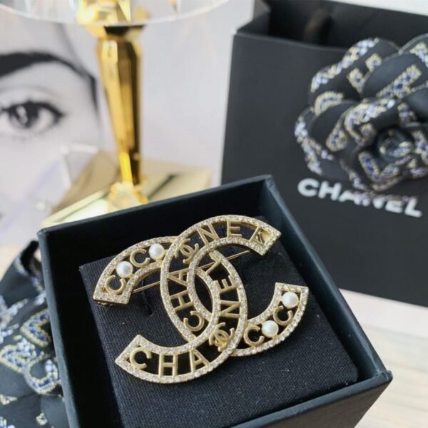 Pearl Letter Logo Brooch