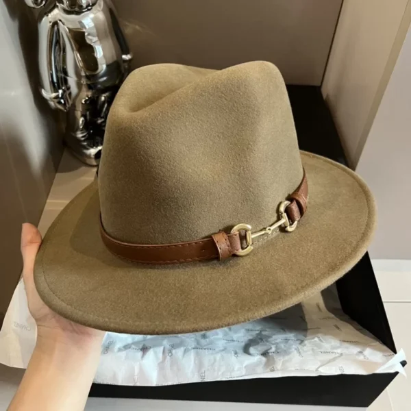 100% Wool Buckle Brown Top Hat