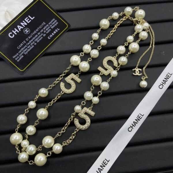 Long Pearl Number Sweater Necklace