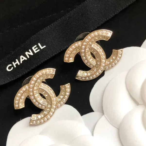 Classic Letter Diamond Pearl Earrings