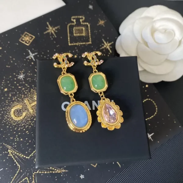 Vintage Gemstone Pendant Earrings