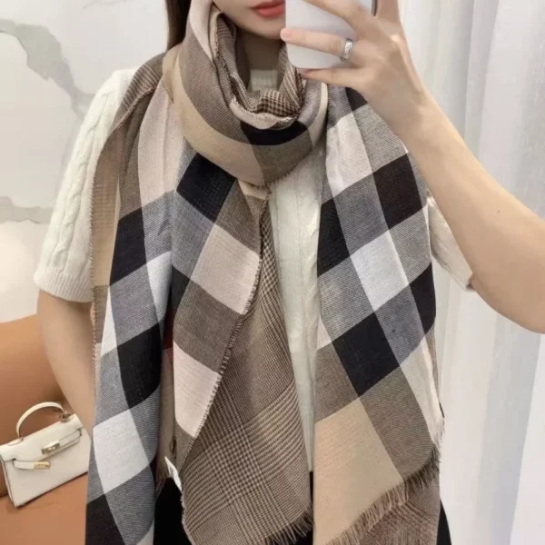 Fashion Thin Plaid Design Cashmere Scarf Size: 60x180cm