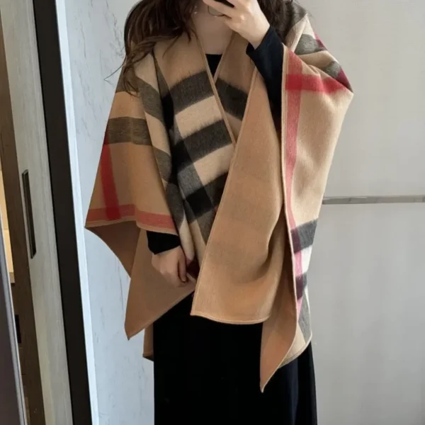 100% Pure Cashmere Double-Sided Cloak Scarf Size: 140x140cm
