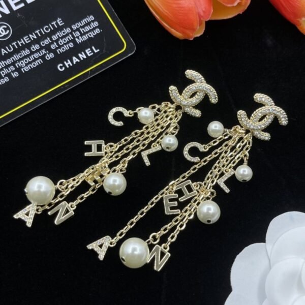Tassel Pearl Letter Earrings