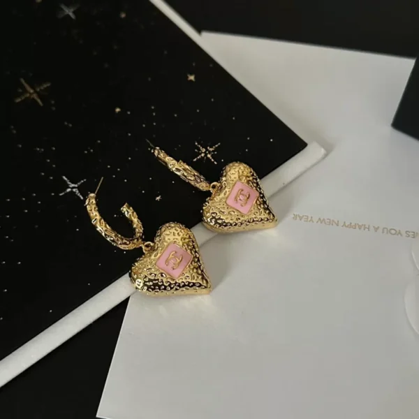 Vintage Brass Heart Earrings