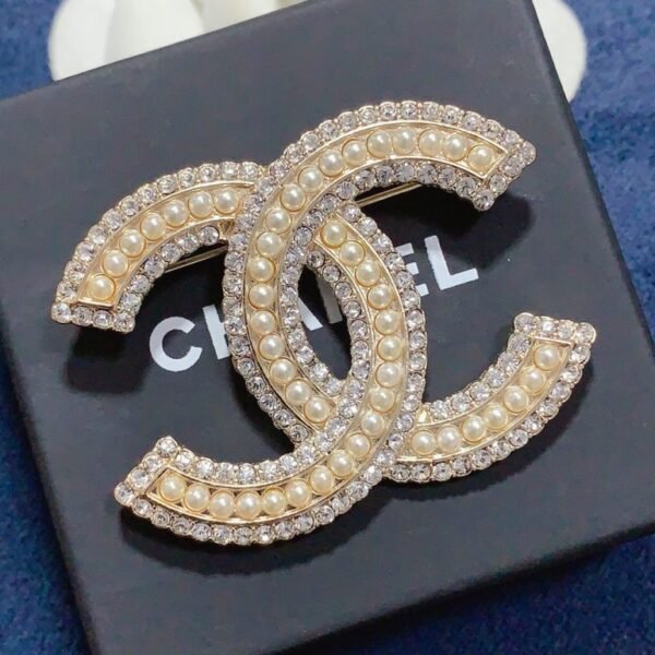 Pearl Crystal Letter Brooch