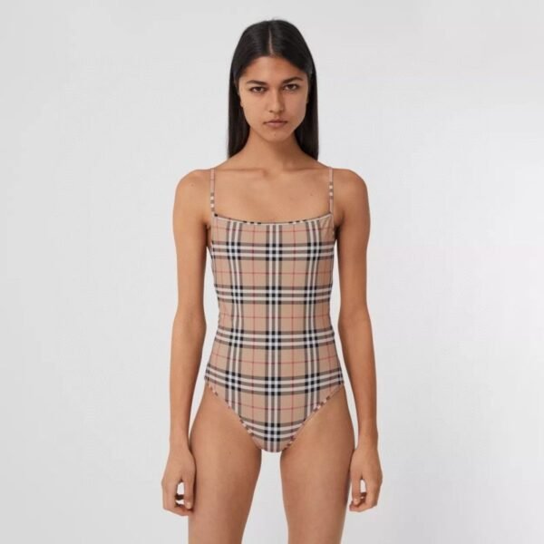 Classic Brown Grid Bikini Swimsuit