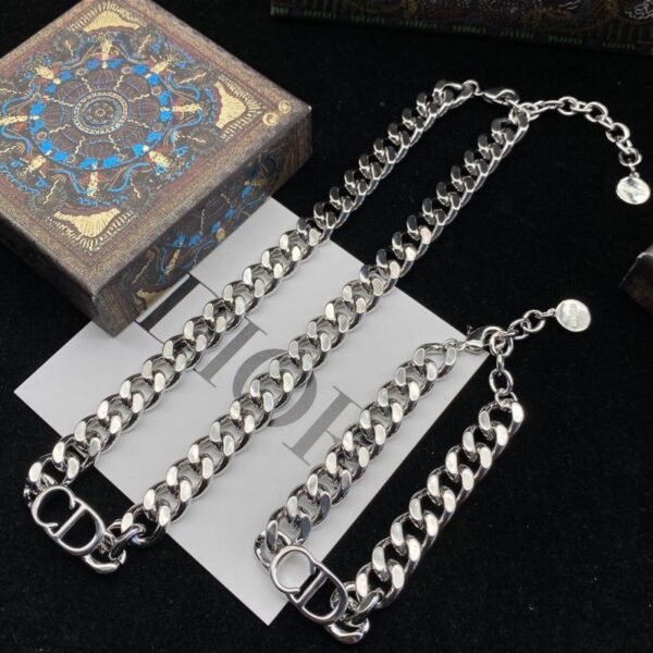 Classic Silver Chain Necklace Bracelet